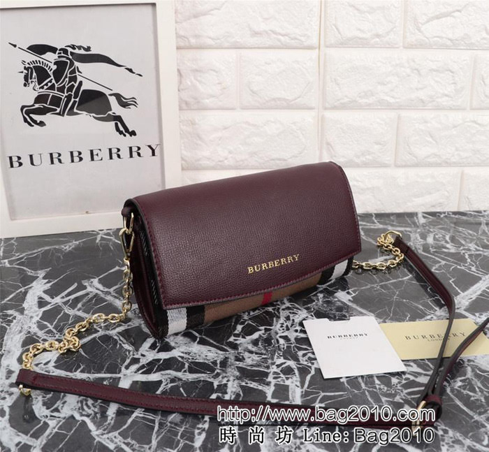 BURBERRY巴寶莉 博柏利Horseferry 格紋拼皮革錢夾 小型手袋 2531  Bhq1014
